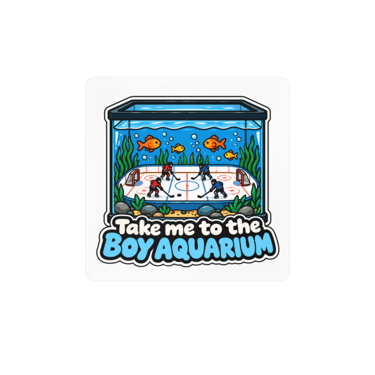 Take Me to the Boy Aquarium Sticker — Funny Hockey Aquarium Kiss-Cut Vinyl Decal