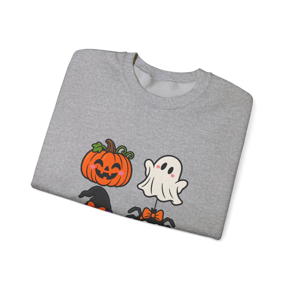 Halloween Icons Crewneck Sweatshirt — Cute Pumpkin Ghost Witch Hat Spider Graphic
