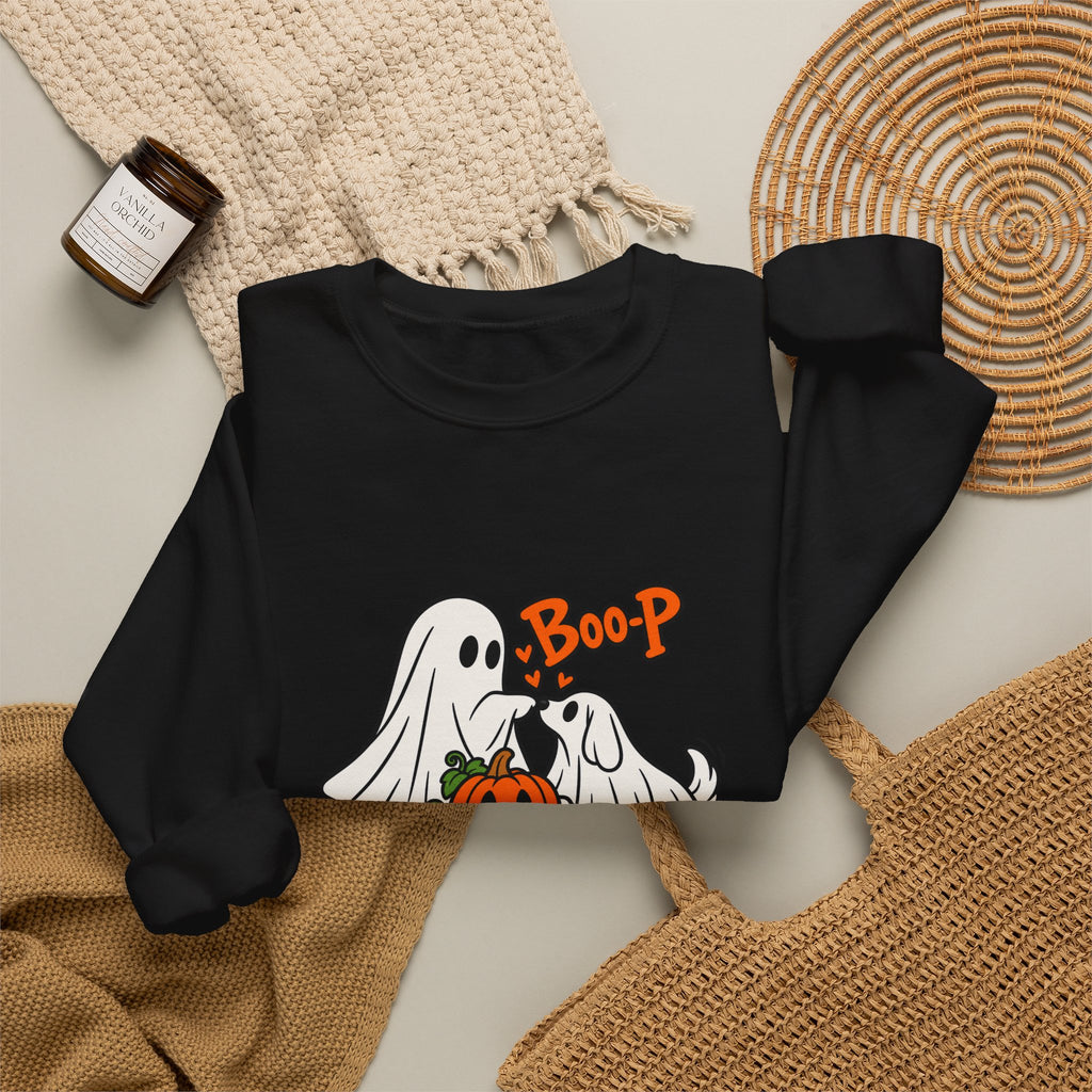 Ghost Boop Crewneck Sweatshirt — Cute Halloween Pumpkin Ghosts Graphic